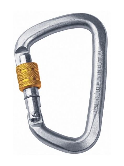 Karabinek D Lock Steel Connector 50kN Screw Lock Singing Rock