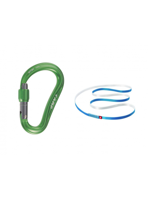 Zestaw dla strażaka pętla 16mm 120cm Ocun + karabinek HMS Atom Lock Camp green