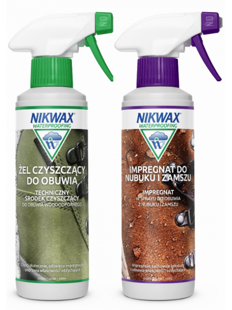 Zestaw do impregnacji i czyszczenia obuwia z nubuku i zamszu Nikwax 2 x 300 ml