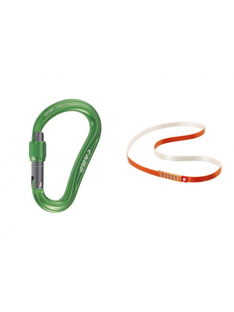 Zestaw dla strażaka pętla 16mm 60cm Ocun + karabinek HMS Atom Lock Camp green