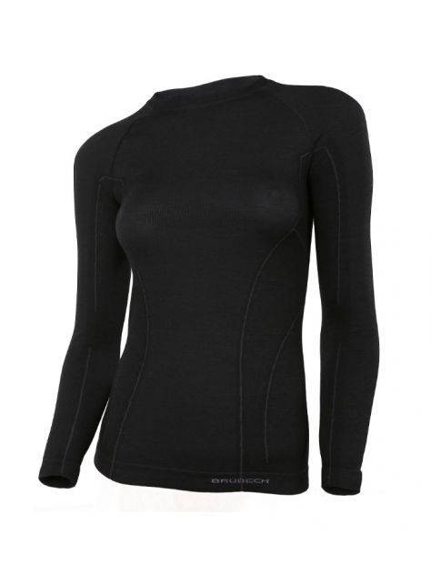 Koszulka damska długi rękaw Active Wool Brubeck czarny