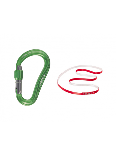 Zestaw dla strażaka pętla 16mm 100cm Ocun + karabinek HMS Atom Lock Camp green