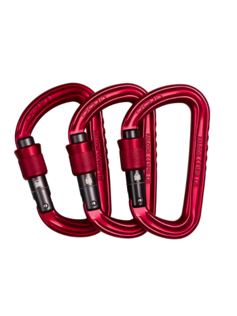 3x Karabinek Falcon screw Ocun czerwony