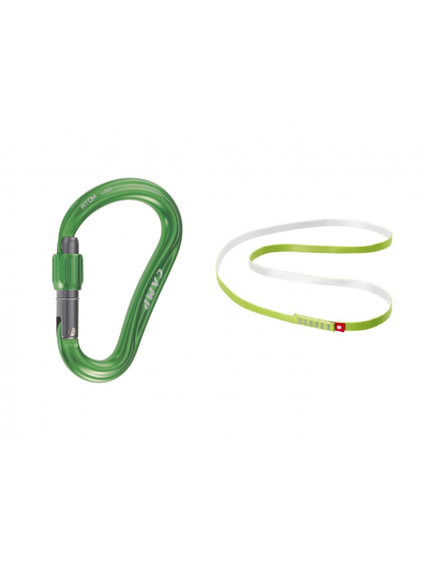 Zestaw dla strażaka pętla 16mm 80cm Ocun + karabinek HMS Atom Lock Camp green