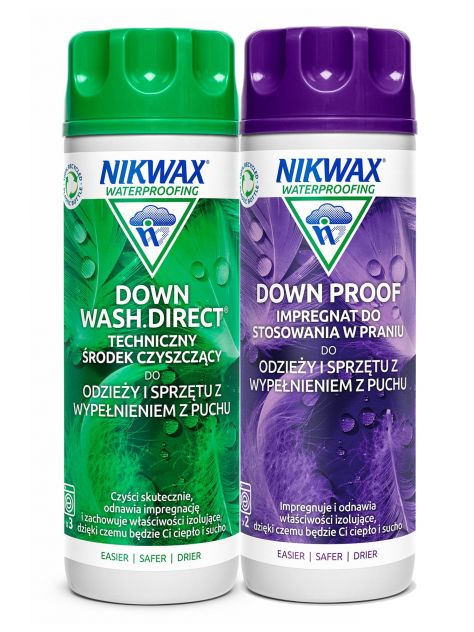 Zestaw do pielęgnacji odzieży puchowej Down Wash Direct / Down Proof 2x300ml Nikwax