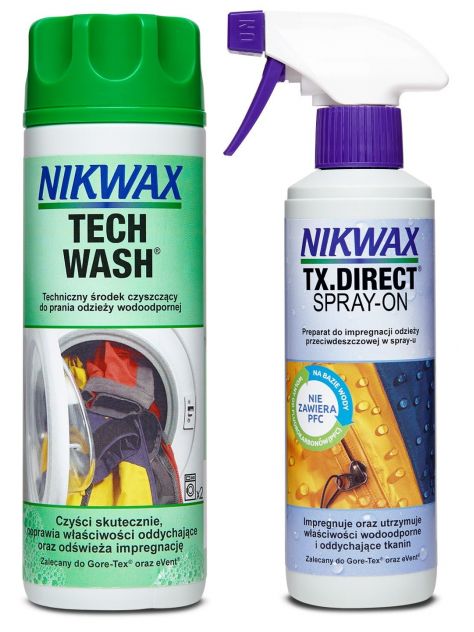 Zestaw do pielęgnacji odzieży i sprzętu Twin Tech Wash/TX.Direct Spray-On Nikwax